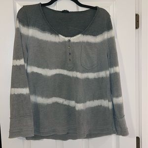 POL large grey and white stripped long sleeve.